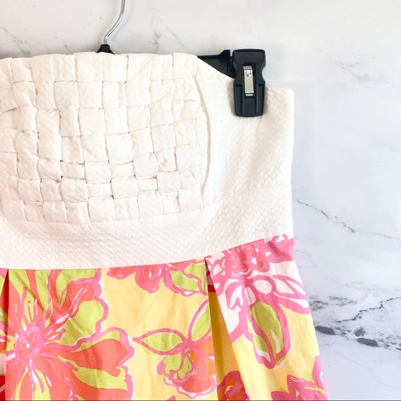 Lilly Pulitzer Betsey Strapless Dress Basketweave Bodice Size 2 Starfuit - Picture 5 of 8